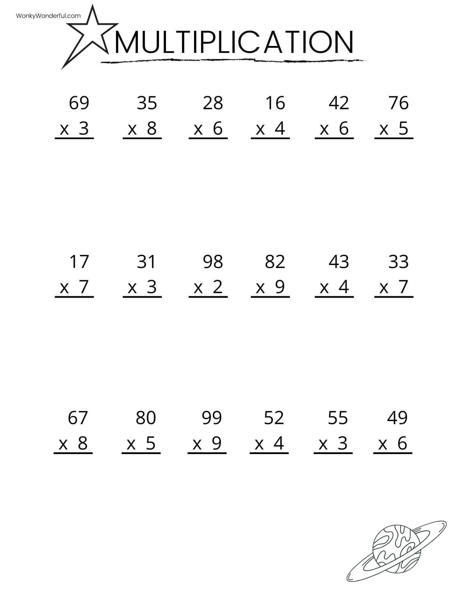 Multiplication Drill Sheets 3rd Grade