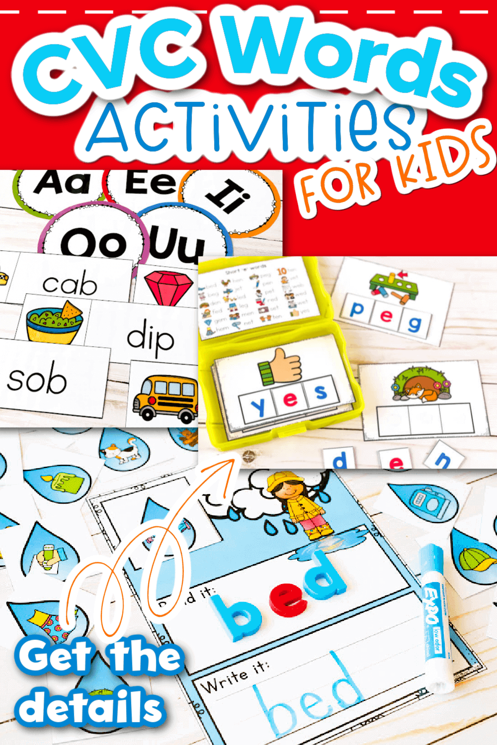 Free Printable Rain Cloud CVC Word Building Mat