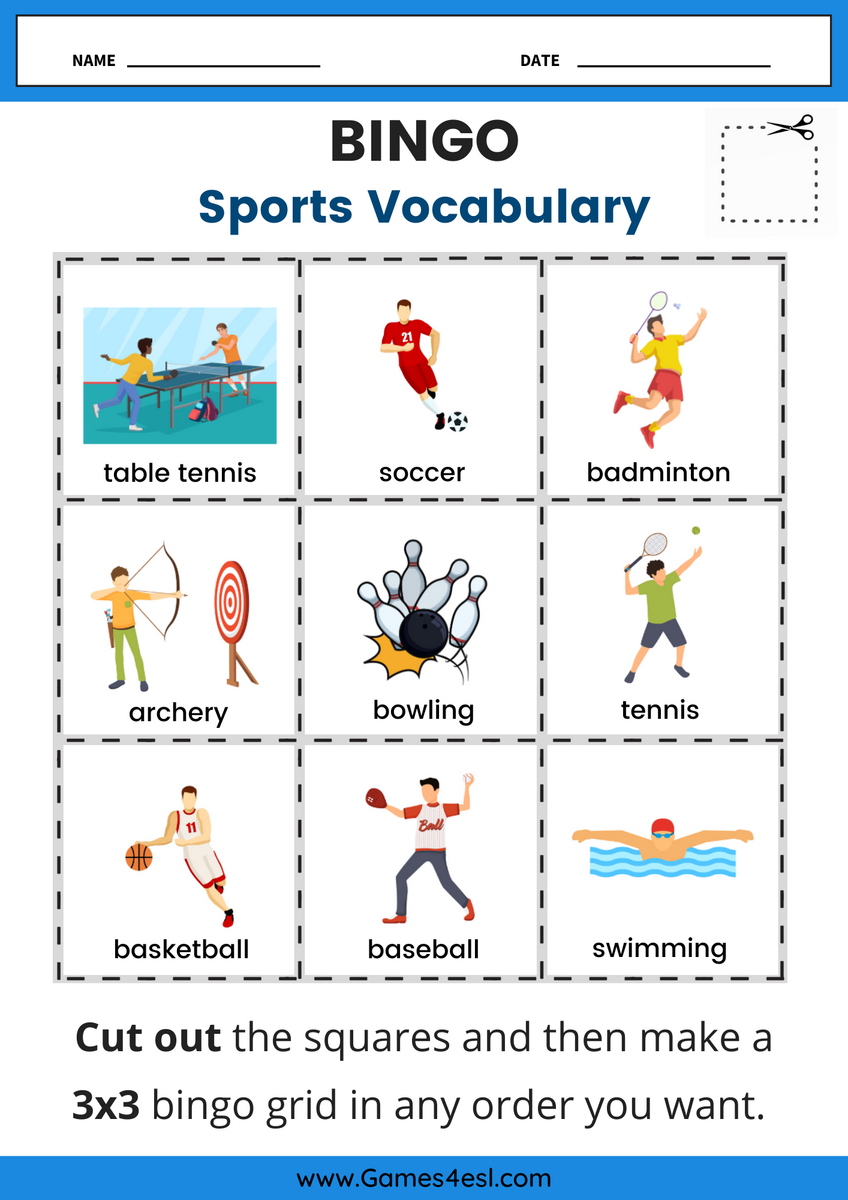 Free Printable Sports Worksheets For Beginner ESL Students Games4esl English For Kids Step By Step Sports Worksheets
