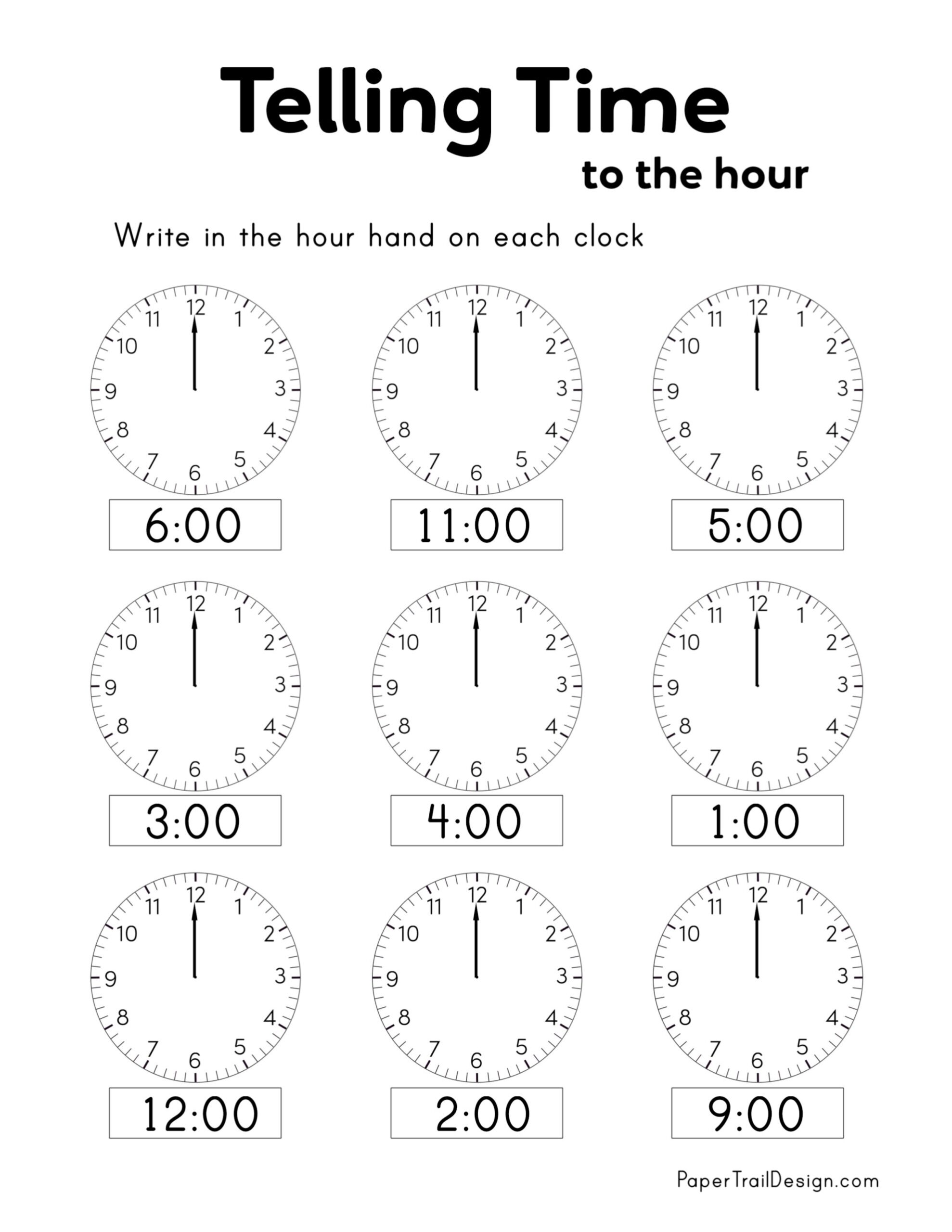 Free Telling Time To The Half Hour Worksheets Teach Prints