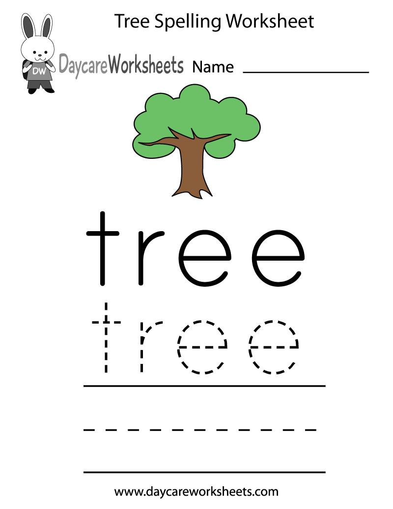 Free Printable Tree Spelling Worksheet For Preschool Free Printable Tree Spelling Worksheet For Preschool