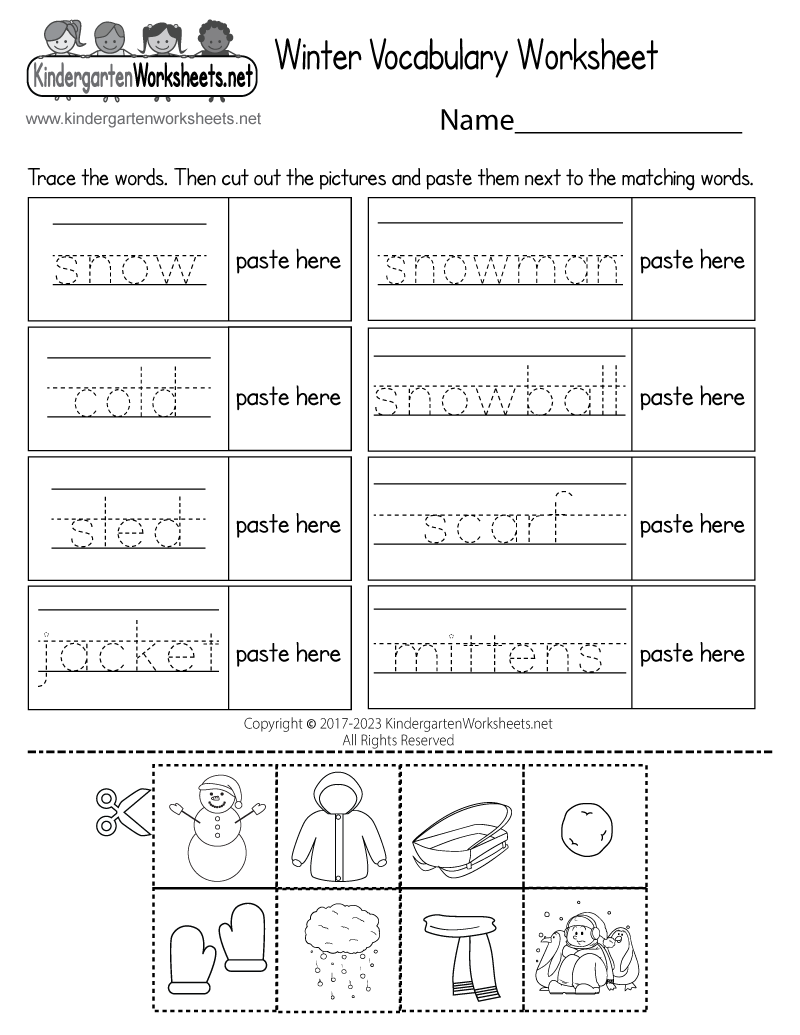 Free Printable Winter Vocabulary Words Worksheet Vocabulary Worksheets Vocabulary Cards Worksheet