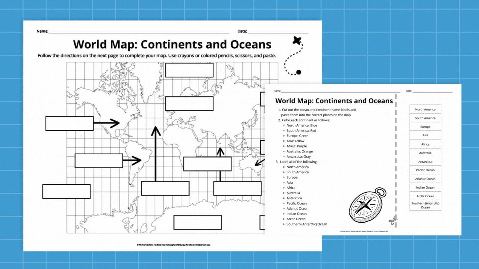 Free Printable World Map Bundle Map Skills Worksheets Free Printable Bundle