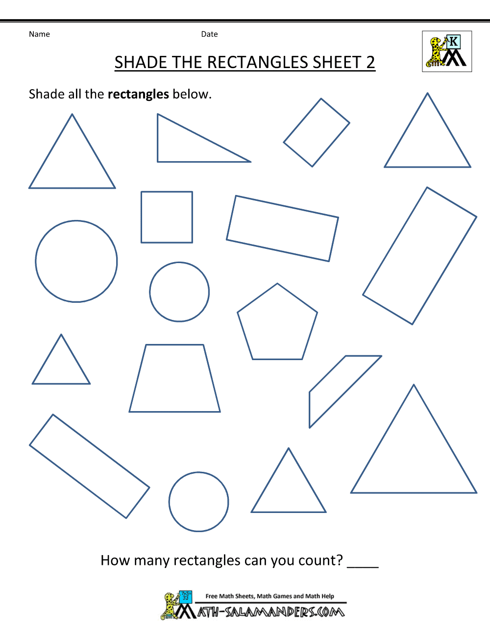 Free Shape Worksheets Kindergarten