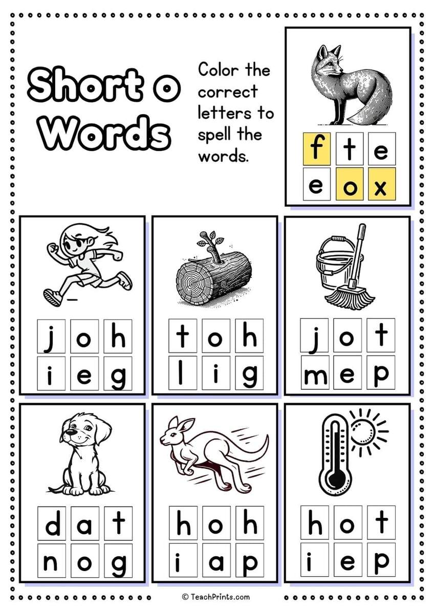 Free Short O Words Worksheets Teach Prints Free Short O Words Worksheets Teach Prints