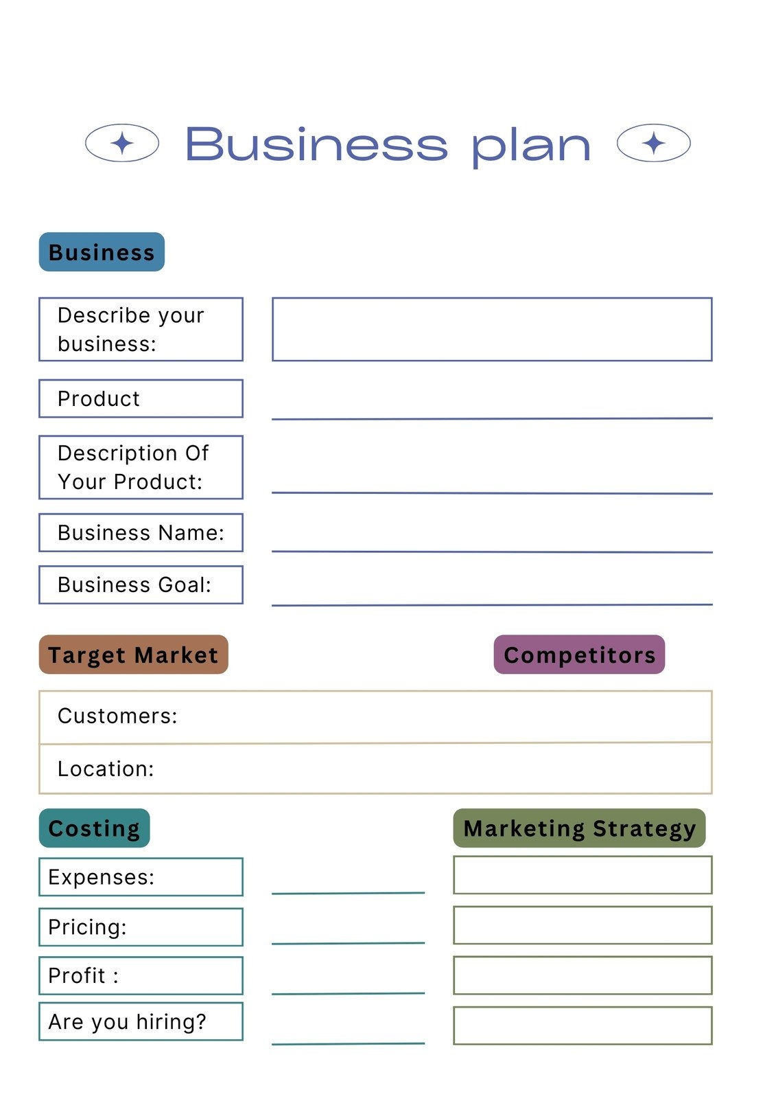 Free Simple Business Plan Templates To Edit And Print Canva Fill In The Blank Business Plans Smartsheet