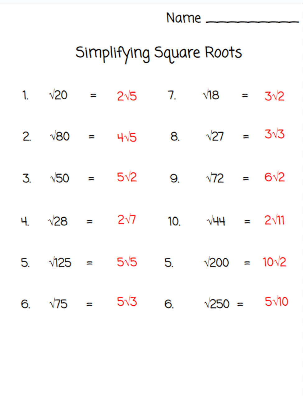Free Simplifying Square Roots Worksheet Download Free Simplifying Square Roots Worksheet Png Images Free Worksheets On Clipart Library Free Simplifying Square Roots Worksheet Download Free Simplifying Square Roots Worksheet Png Images Free Worksheets On Clipart Library