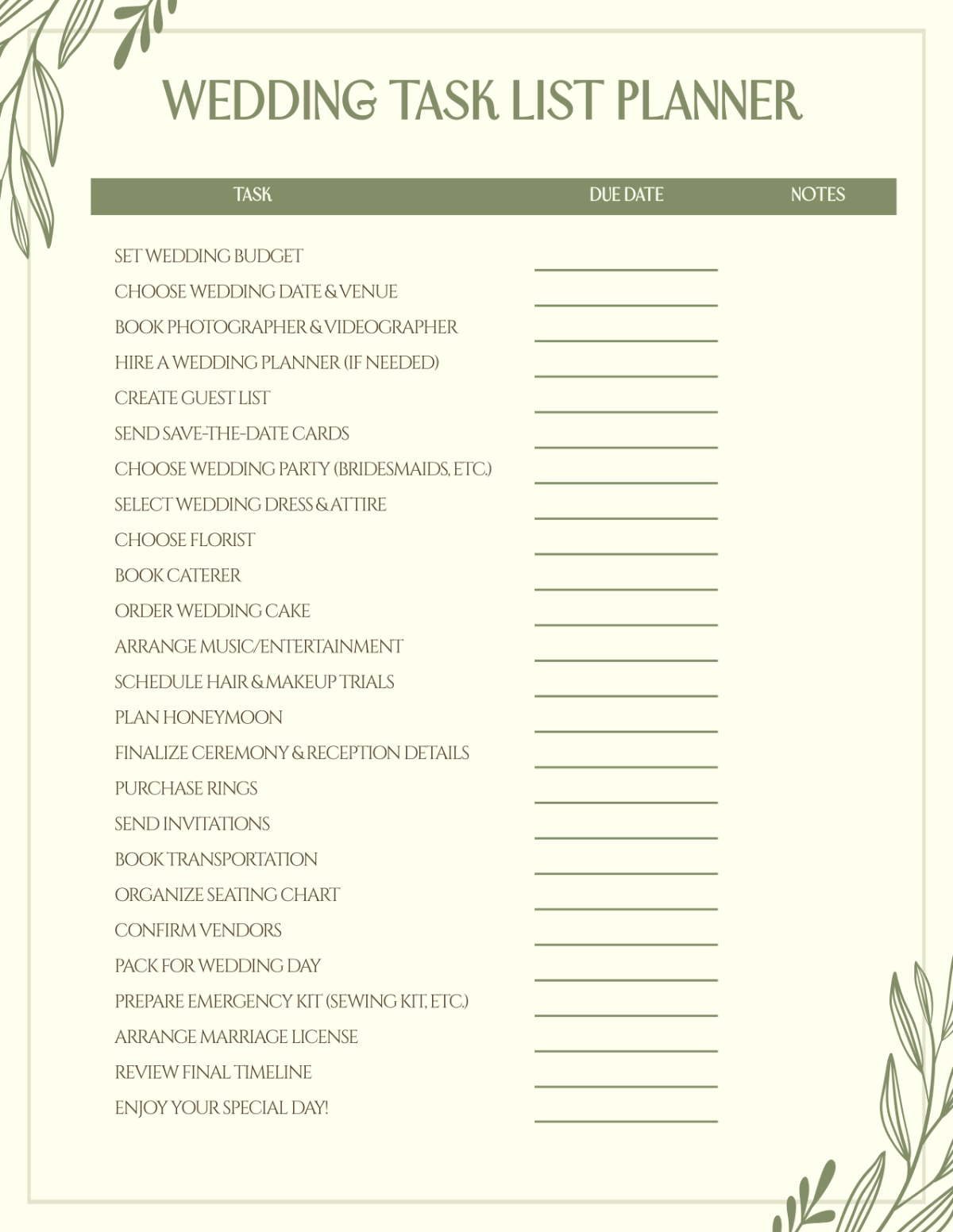 Free Printable Wedding Planner Printable Party Favors