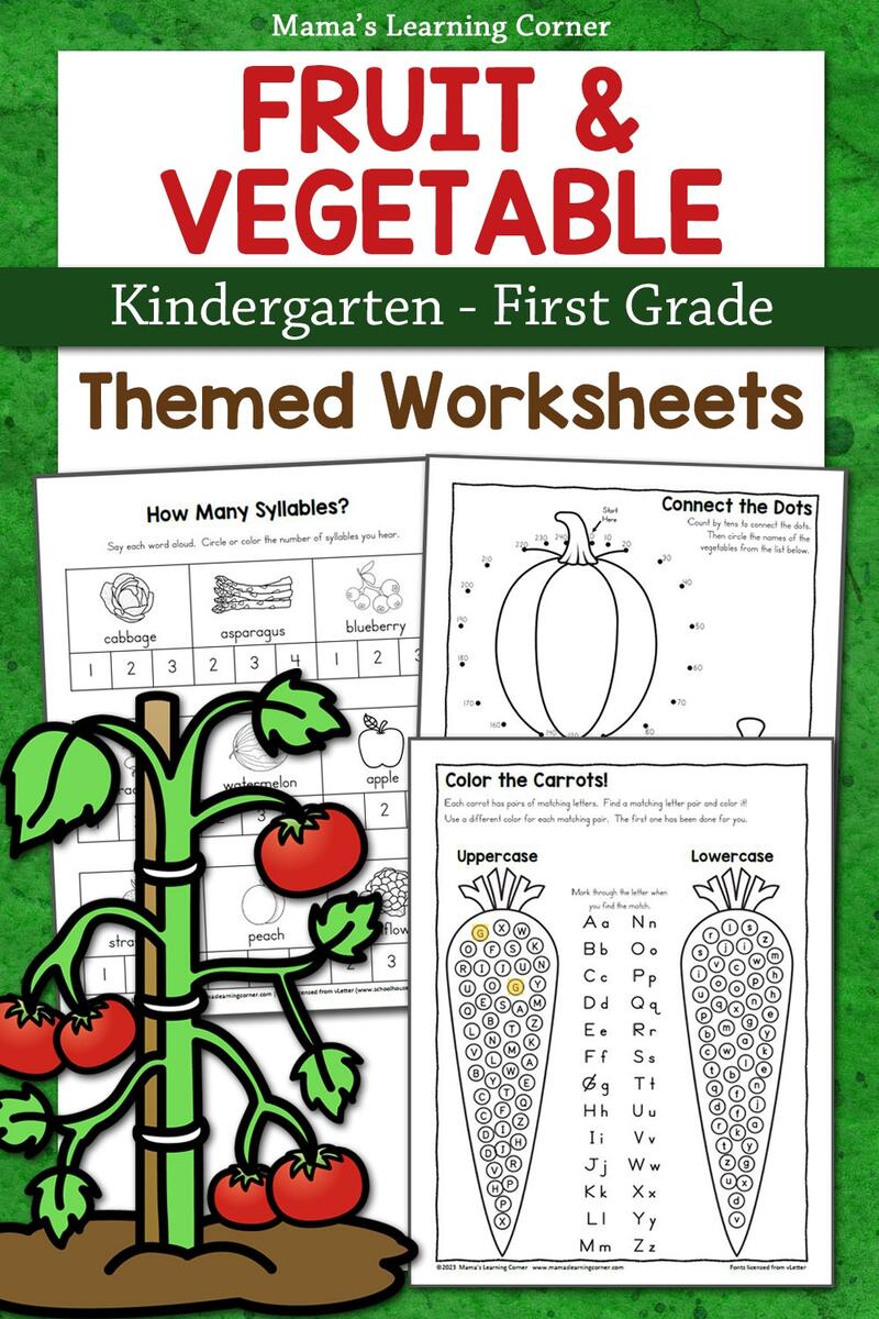 Fruit And Vegetable Worksheets For Kindergarten 1st Grade Mamas Learning Corner Printable Matching Identify Vegetables Worksheet For Kindergarten Made By Teachers