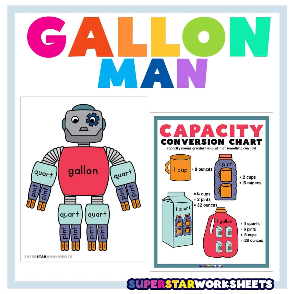 Gallon Man Free Printables Superstar Worksheets Gallon Man Free Printables Superstar Worksheets