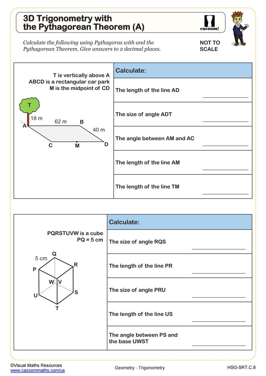 Geometry Trigonometry Worksheets PDF Printable Cazoom Math