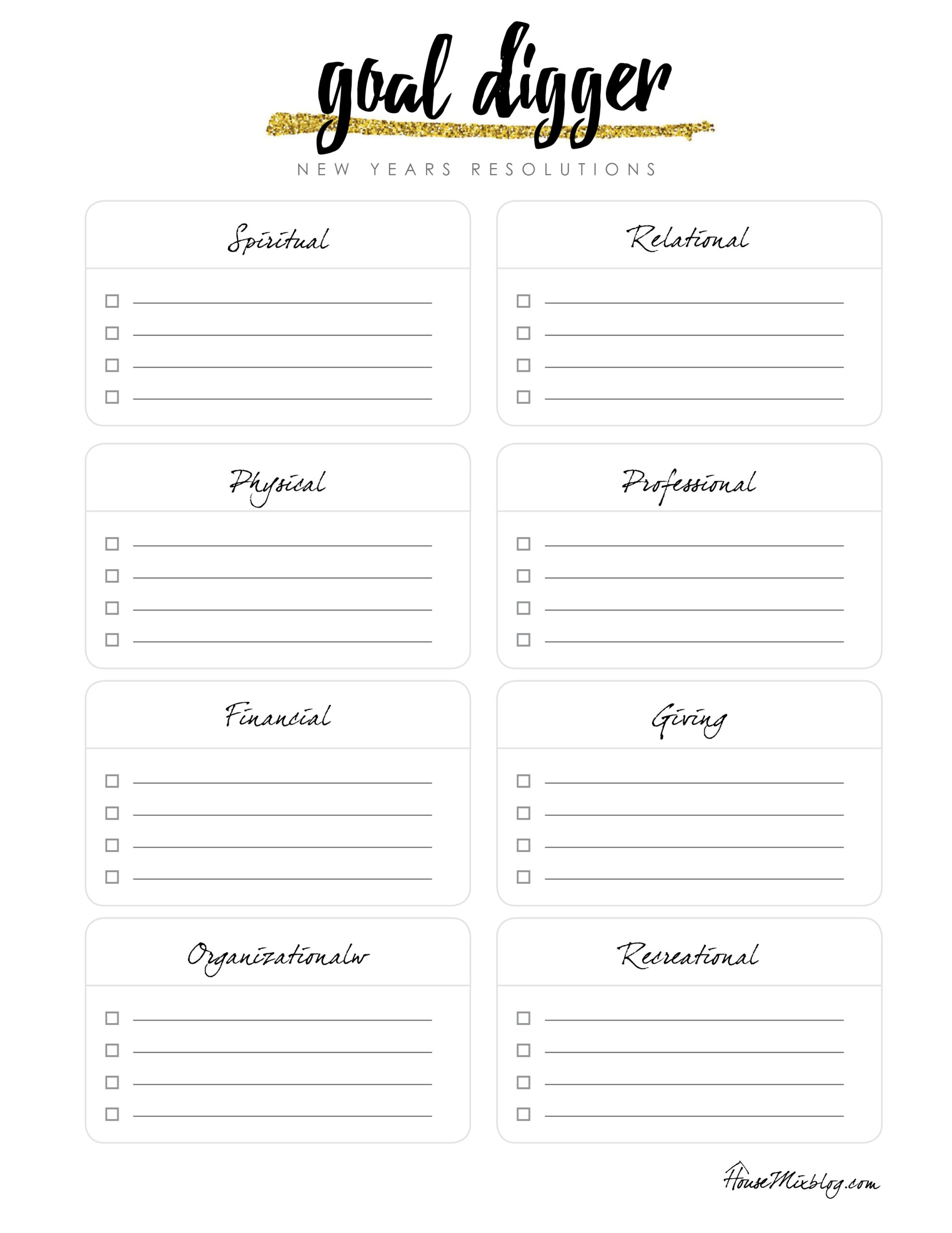 Goal Digger New Year S Resolution Printable House Mix Goal Digger New Year S Resolution Printable House Mix