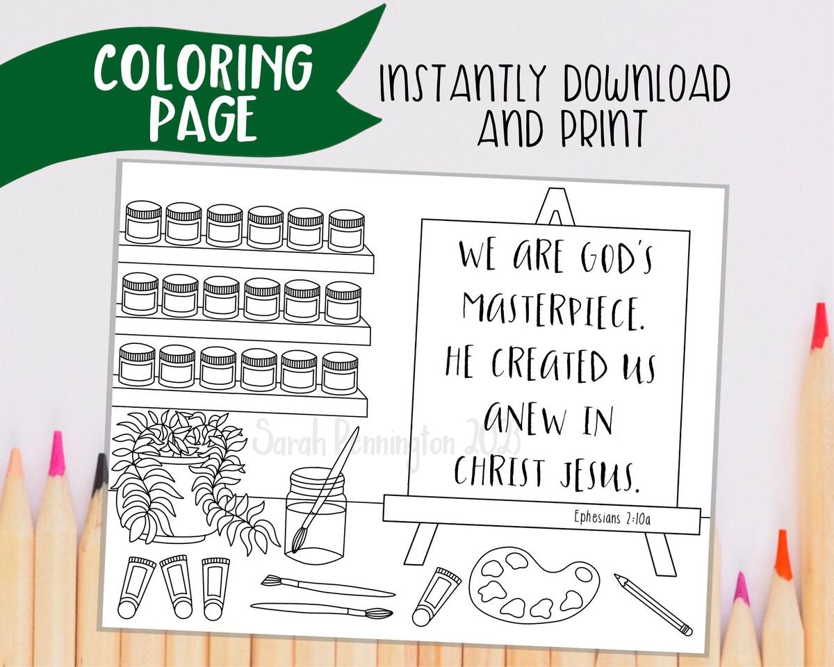 God s Masterpiece Coloring Page Christian Art Activity printable Download Etsy
