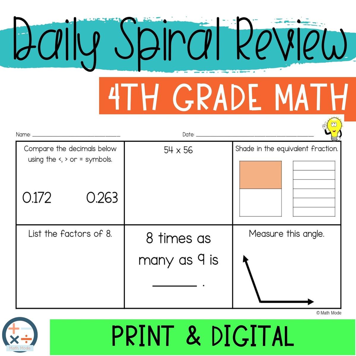 Grade 4 Math Daily Spiral Review For Math Homework Or Math Morning Work April Made By Teachers Grade 4 Math Daily Spiral Review For Math Homework Or Math Morning Work April Made By Teachers