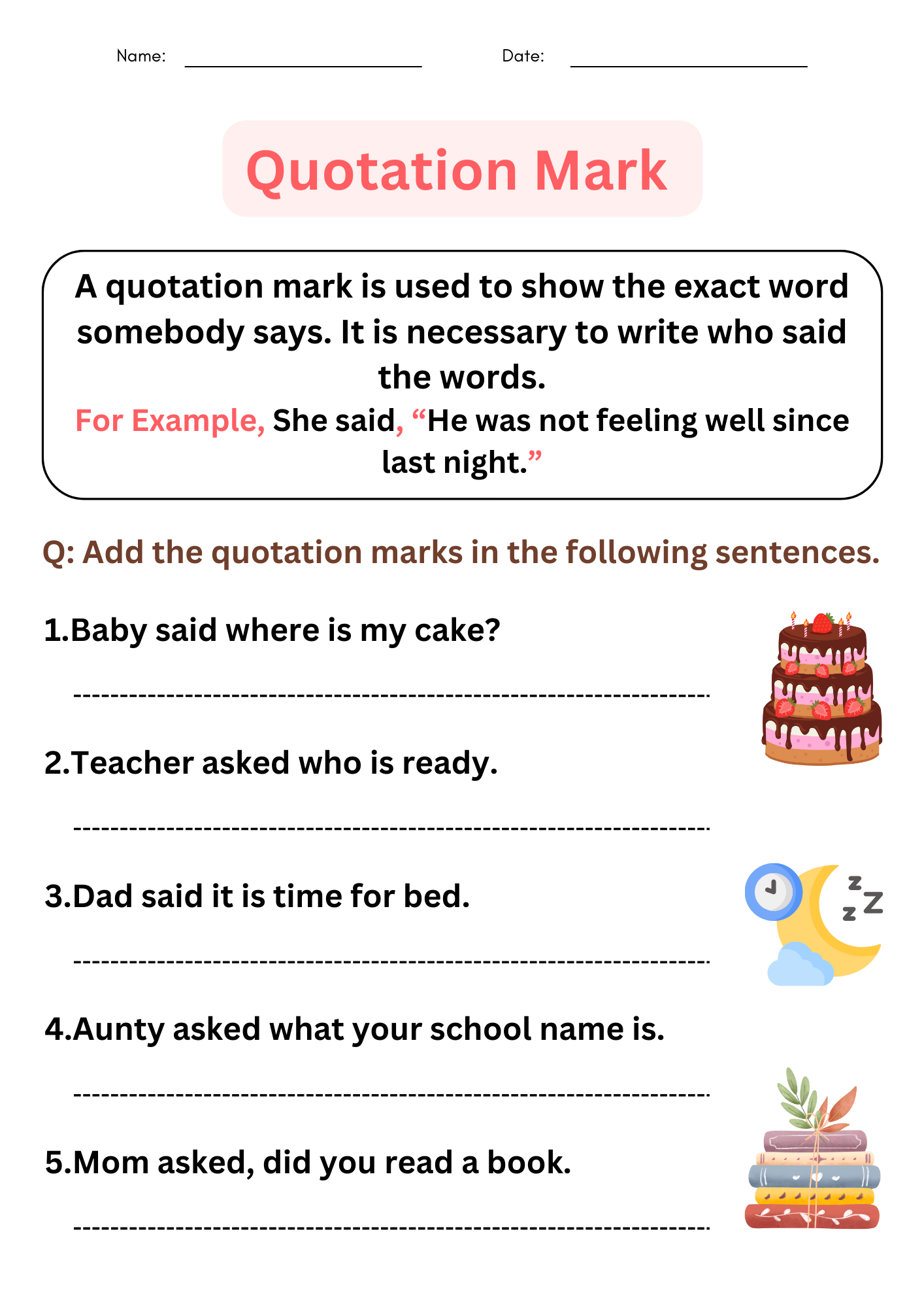 Grammer Quotation Marks Worksheets With Answers For Grade 1 2 3 Made By Teachers