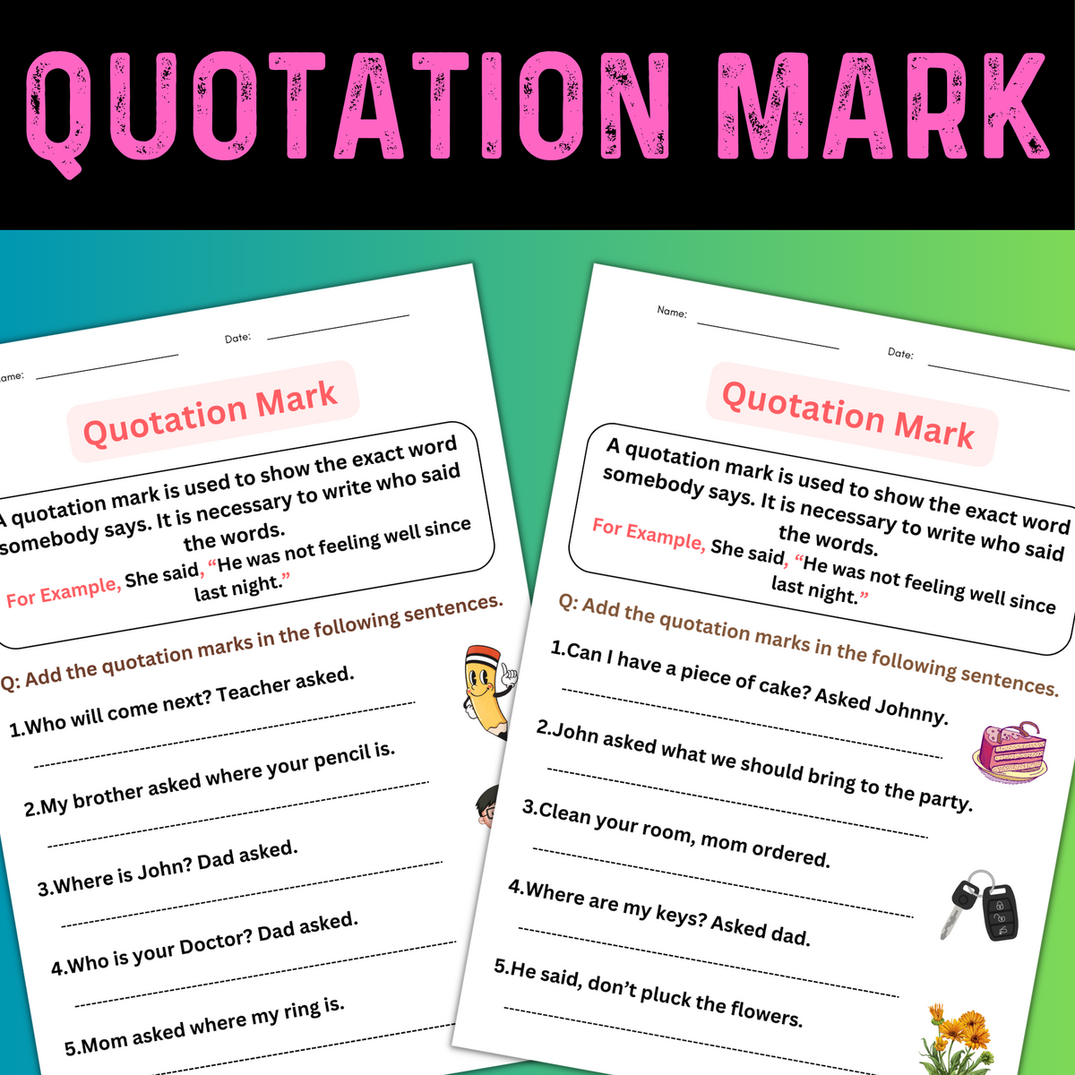Grammer Quotation Marks Worksheets With Answers For Grade 1 2 3 Made By Teachers Grammer Quotation Marks Worksheets With Answers For Grade 1 2 3 Made By Teachers