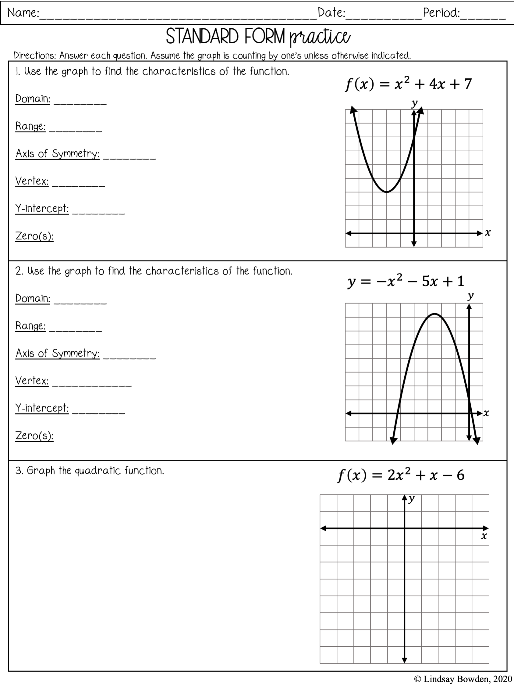 Graphing Quadratics Notes And Worksheets Lindsay Bowden Worksheets Library Graphing Quadratics Notes And Worksheets Lindsay Bowden Worksheets Library