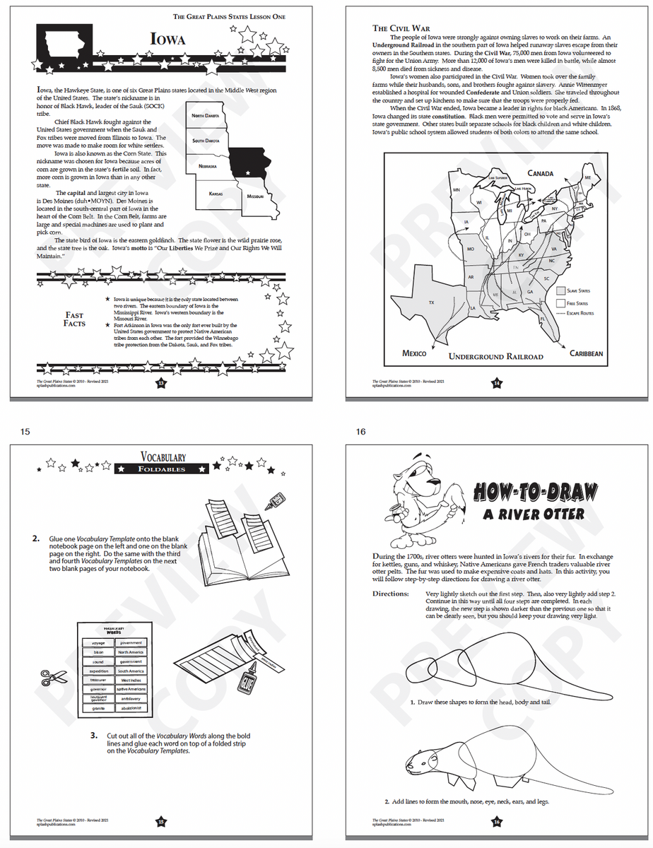 Great Plains States US Regions Interactive Notebook Unit Splash Publications