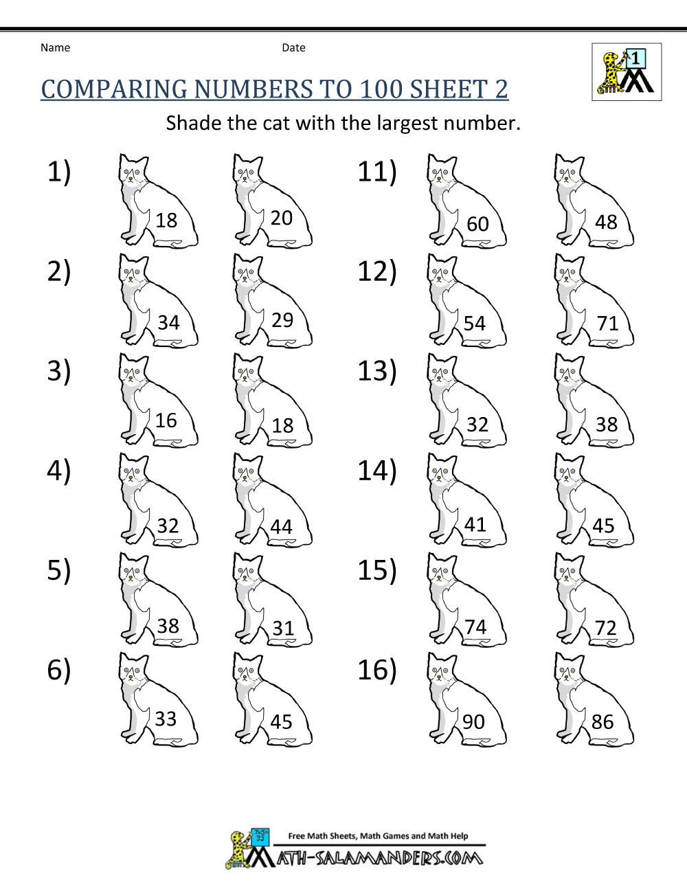 Greater Than Less Than Worksheet Comparing Numbers To 100 Greater Than Less Than Worksheet Comparing Numbers To 100