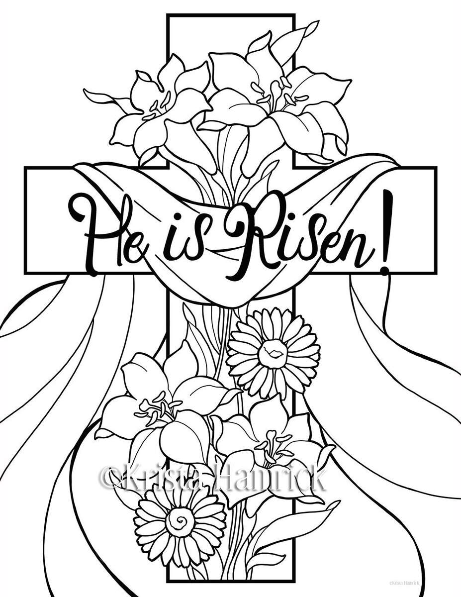 He Is Risen 2 Easter Coloring Pages For Children Etsy He Is Risen 2 Easter Coloring Pages For Children Etsy