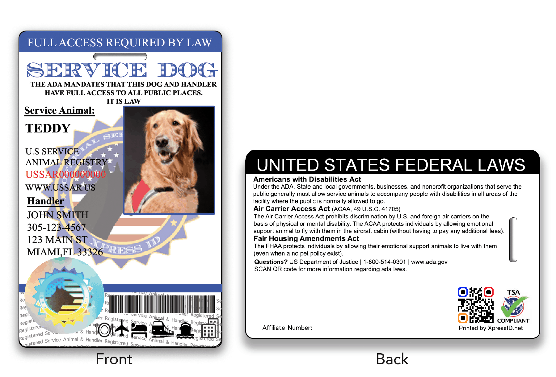 HoloSeal Service Dog ID Card Free Access To Animal Registry Worksheets Library HoloSeal Service Dog ID Card Free Access To Animal Registry Worksheets Library