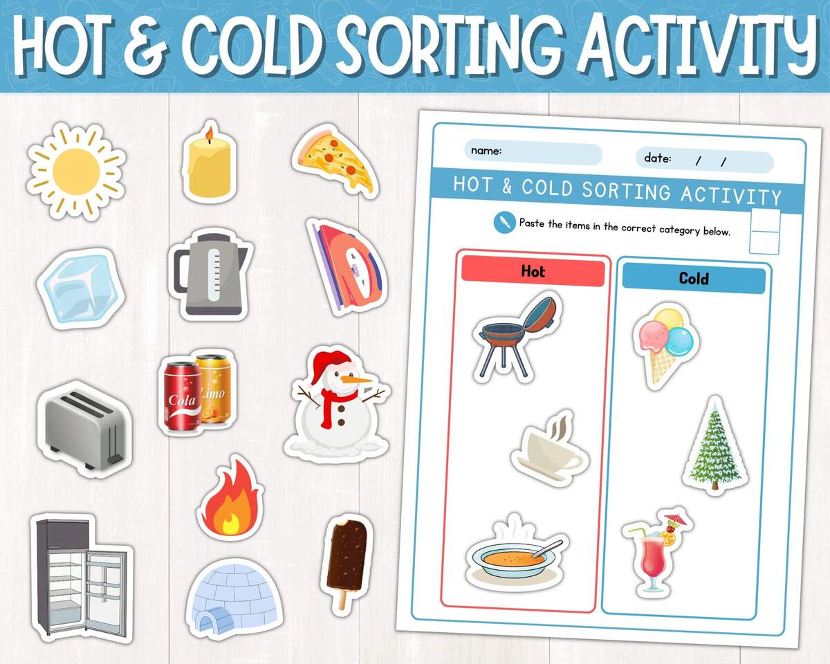Hot And Cold Sorting Activity Printable Hot Or Cold Worksheets Preschool Prek Kindergarten Hot And Cold Picture Sort Instant Download Etsy Sweden