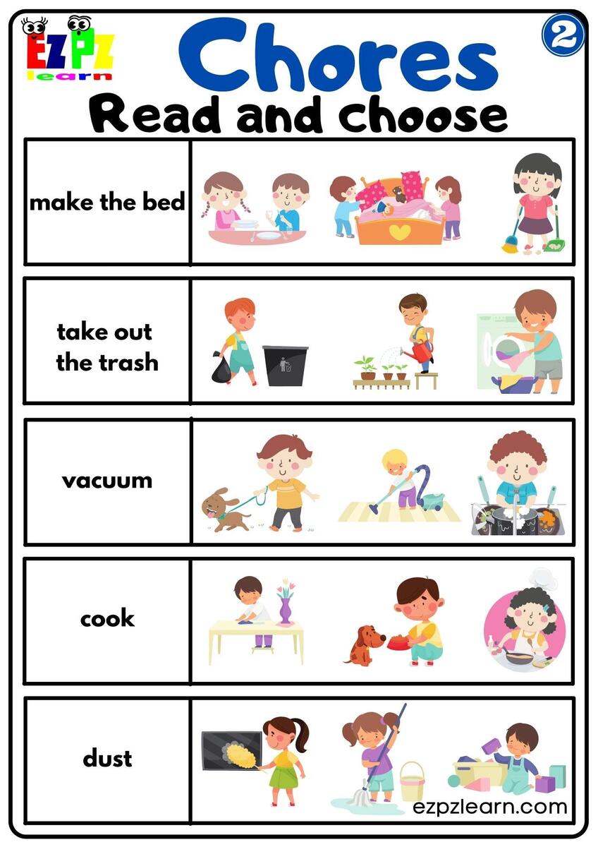 Household Chores Vocabulary Read And Choose Worksheet For Children And ESL Students Download Free Group 2 Ezpzlearn Household Chores Vocabulary Read And Choose Worksheet For Children And ESL Students Download Free Group 2 Ezpzlearn