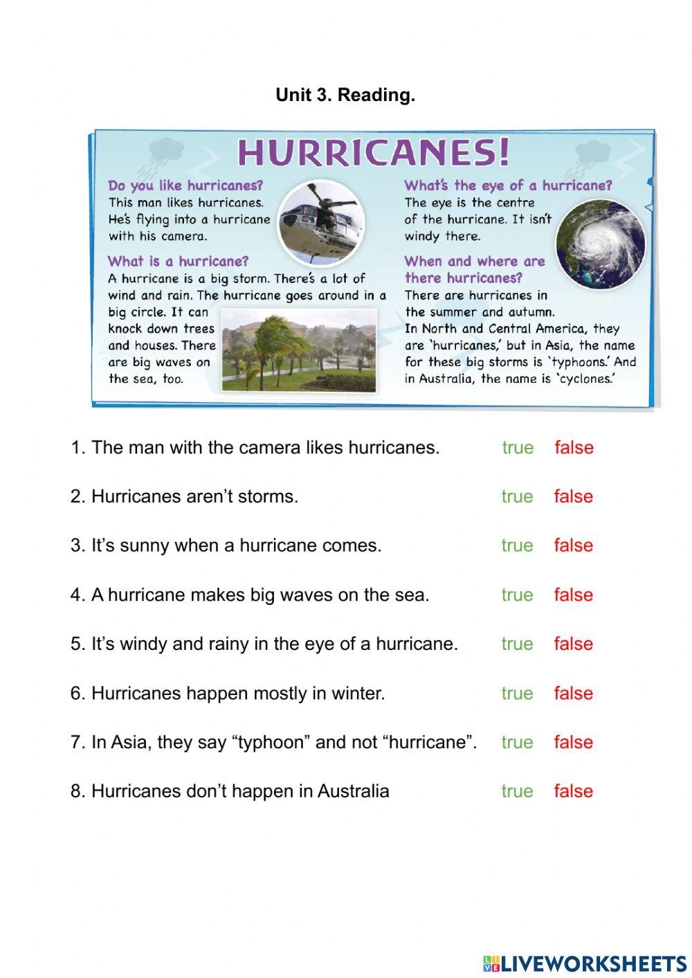 Hurricanes Weather And Seasons Worksheet Worksheets Library