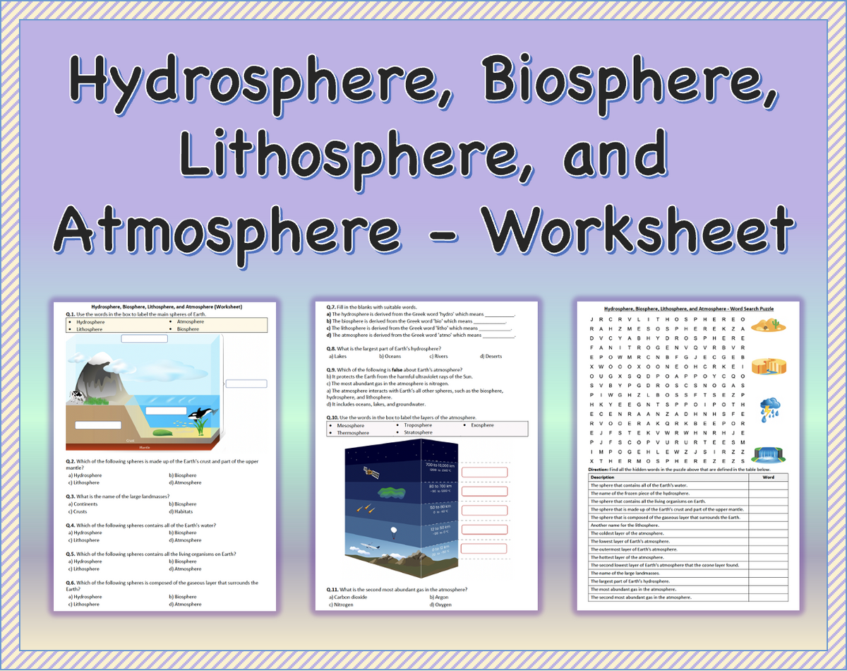 Hydrosphere Biosphere Lithosphere And Atmosphere Worksheet Printable Worksheets Library Hydrosphere Biosphere Lithosphere And Atmosphere Worksheet Printable Worksheets Library