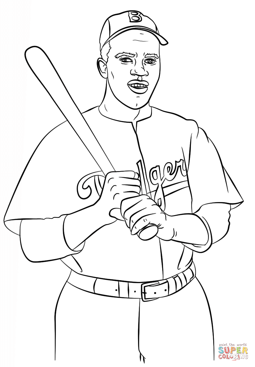 Jackie Robinson Coloring Page Free Printable
