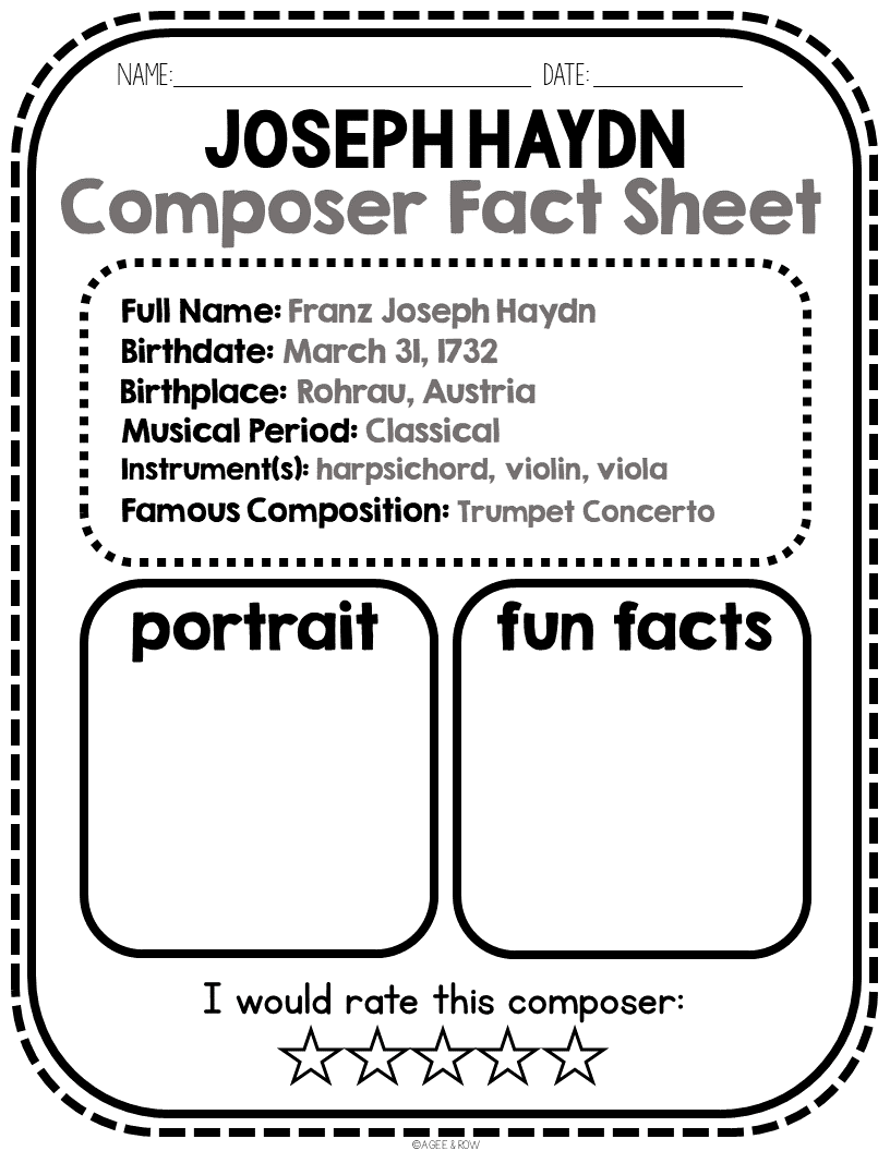 Joseph Haydn Classical Music SEL Listening Activities Packet For March Made By Teachers Music Composer Coloring Pages
