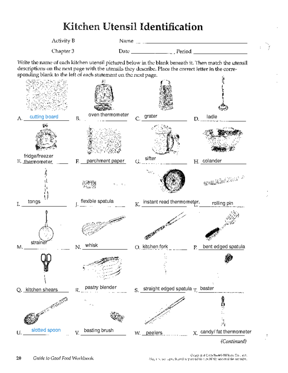 Kitchen Utensil Identification 2 Chapter 3 Activity Guide Studocu Kitchen Utensil Identification 2 Chapter 3 Activity Guide Studocu