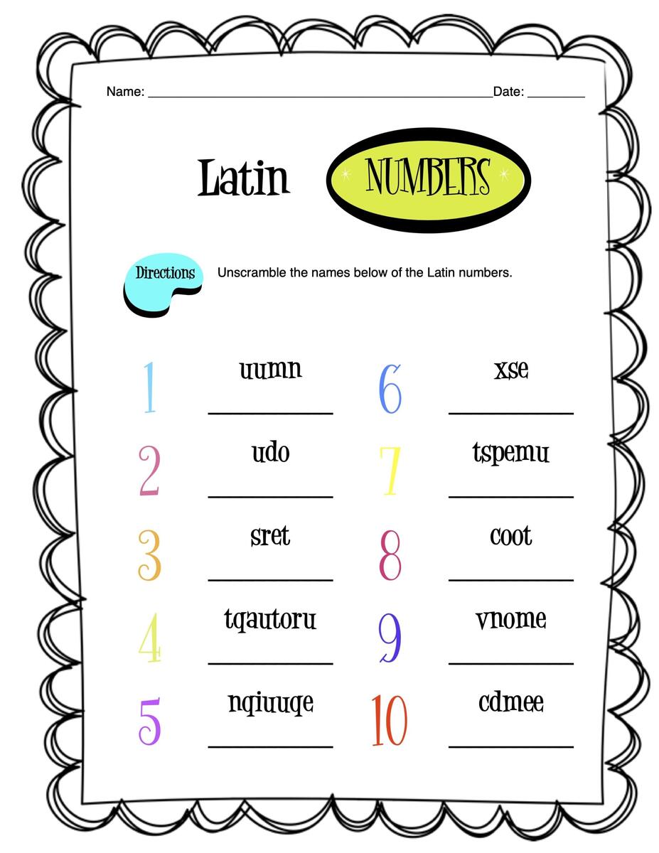 Latin Numbers 1 10 Worksheet Packet Made By Teachers Latin Numbers 1 10 Worksheet Packet Made By Teachers