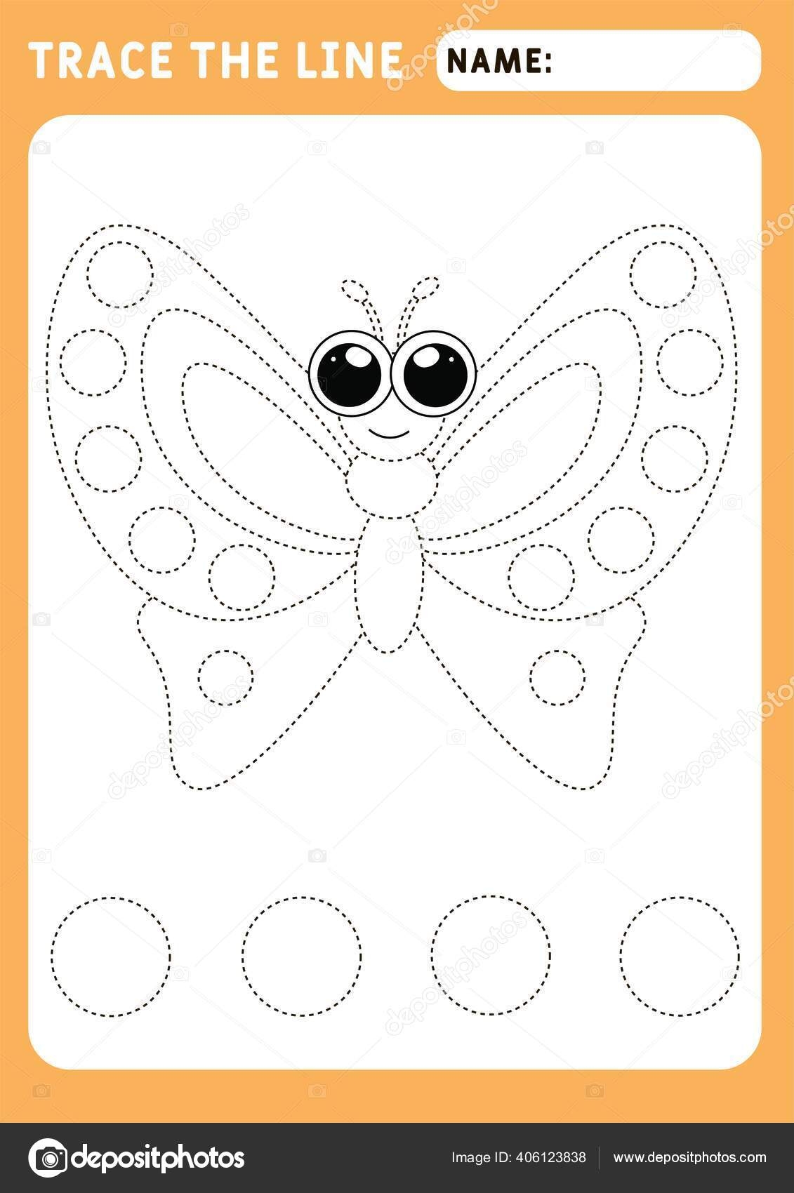 Little Butterfly Preschool Worksheet Practicing Fine Motor Skills Tracing Dashed Stock Vector By Lnc List Ru 406123838