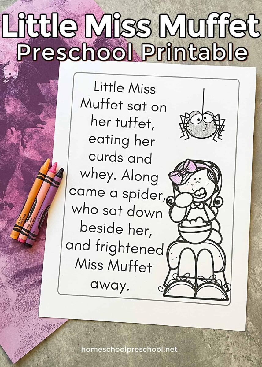 Little Miss Muffet Printable Homeschool Preschool