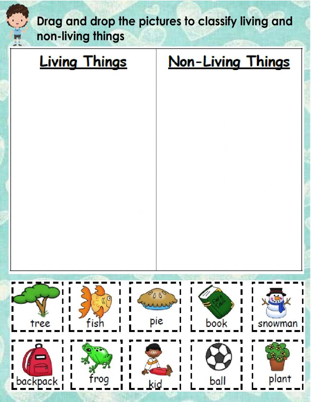 Living And Non living Things Exercise For 1st Grade