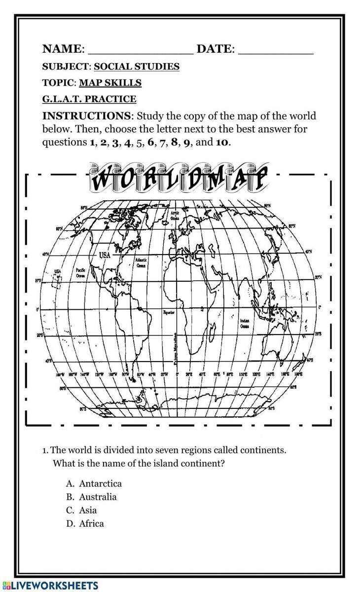 Map Skills Worksheet Worksheets Library
