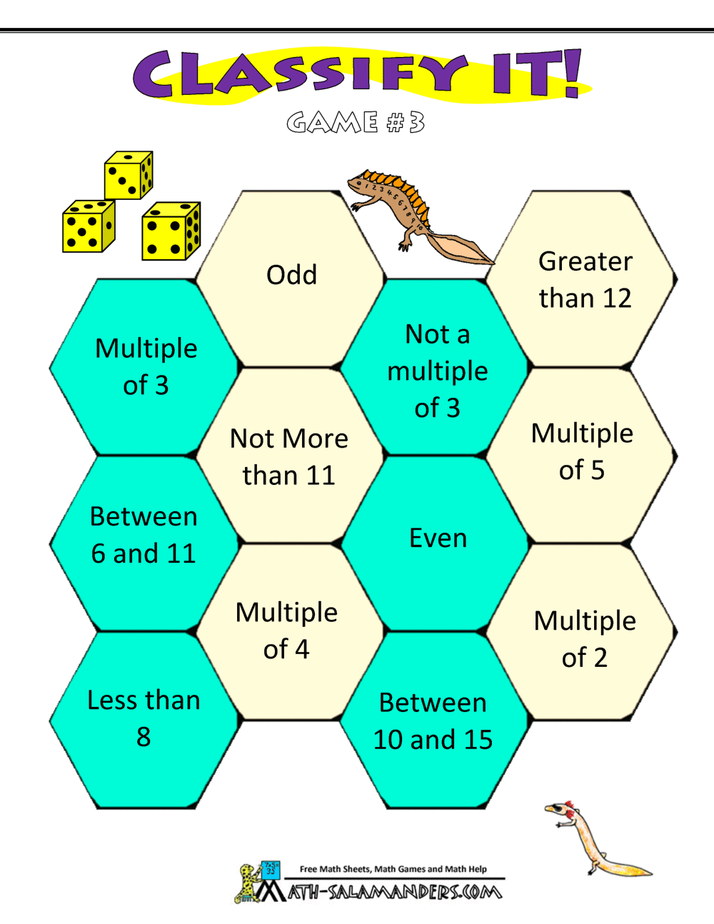 FREE Printable Math Games For Kids PDF