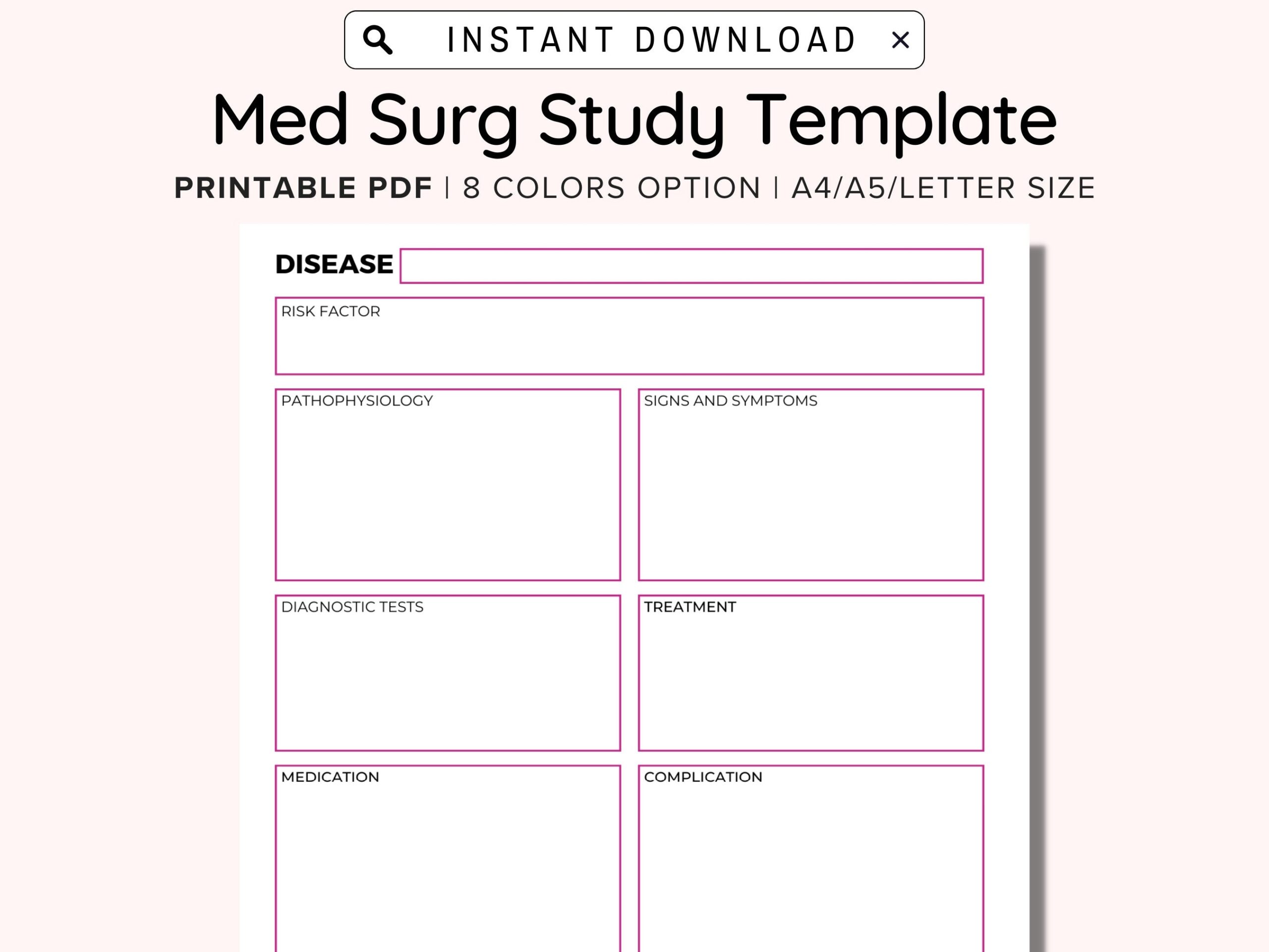 Med Surg Study Template Printable Medical Surgical Nursing Template Disease Study Guide Nursing Student Disease Process Template PDF Etsy Med Surg Study Template Printable Medical Surgical Nursing Template Disease Study Guide Nursing Student Disease Process Template PDF Etsy