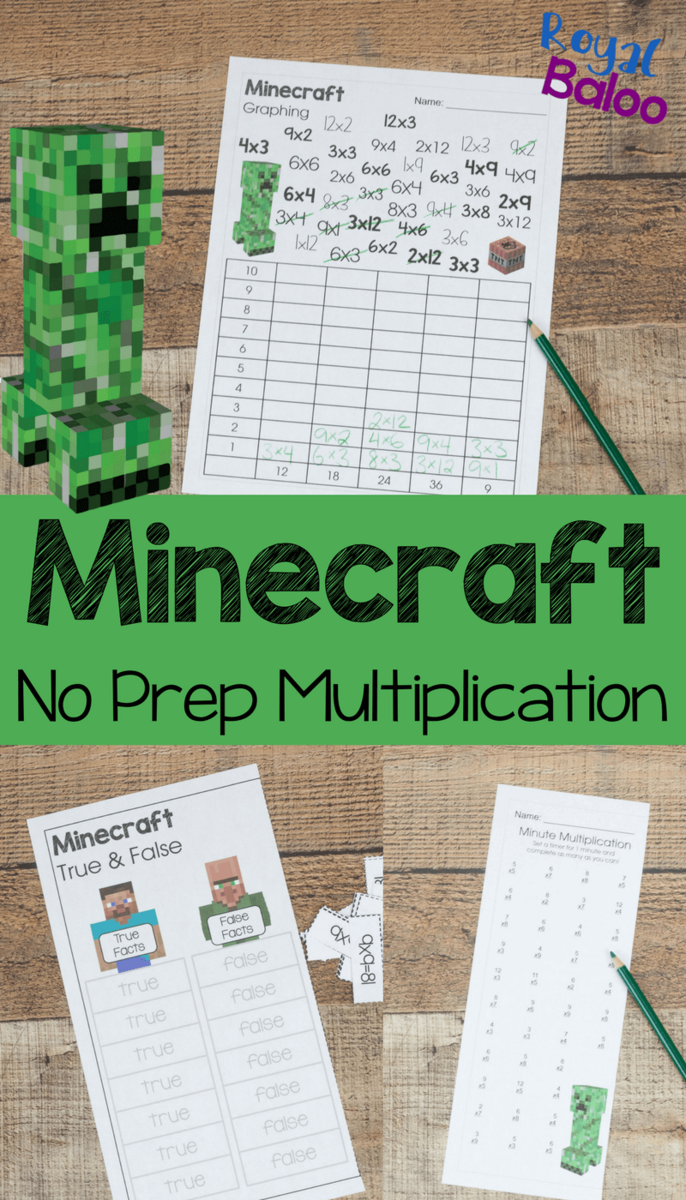 Minecraft No Prep Multiplication Pack For Fun Math Practice Royal Baloo
