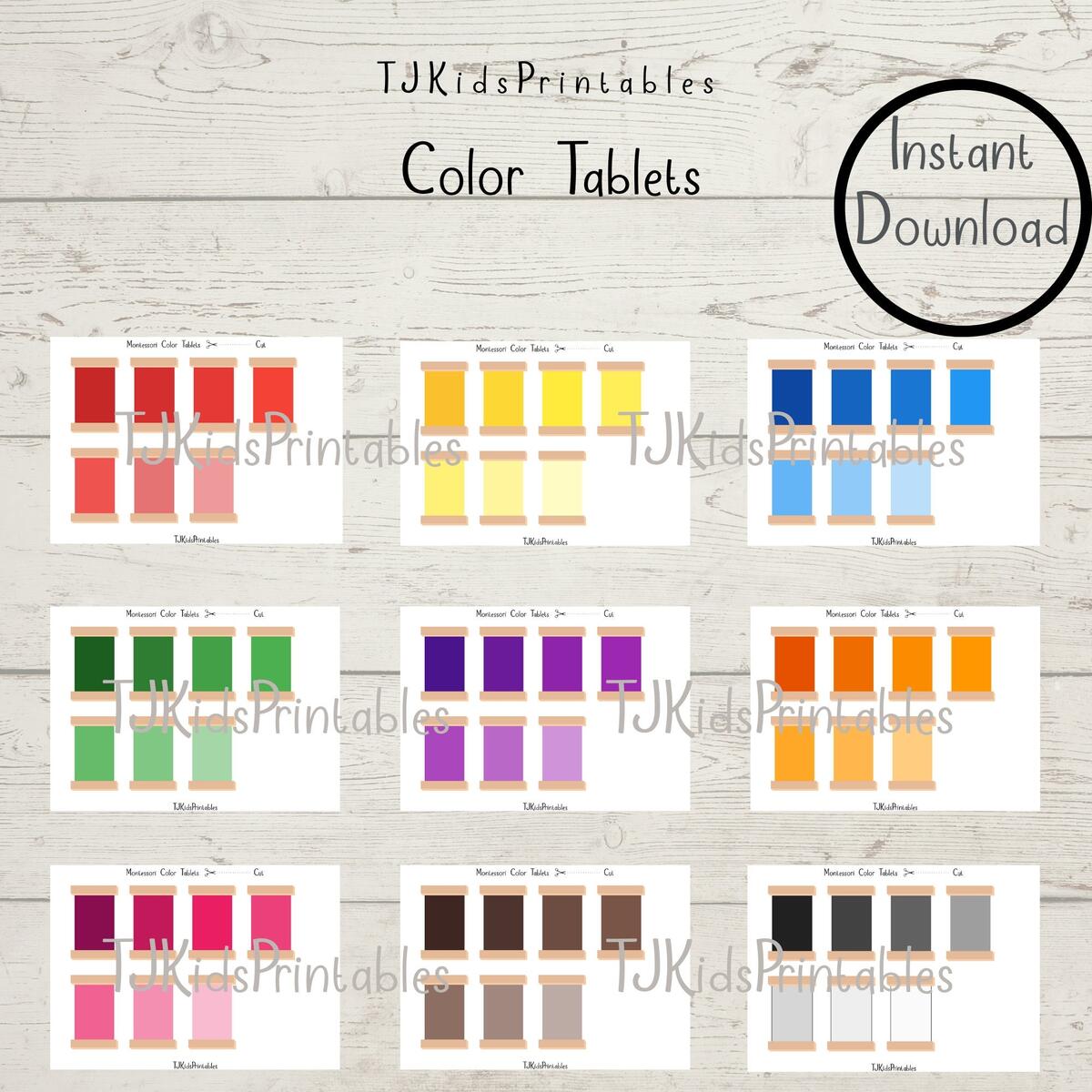 Montessori Color Tablets Printable Color Grading Color Box 3 Homeschool Resource Preschool Activity INSTANT DOWNLOAD Etsy