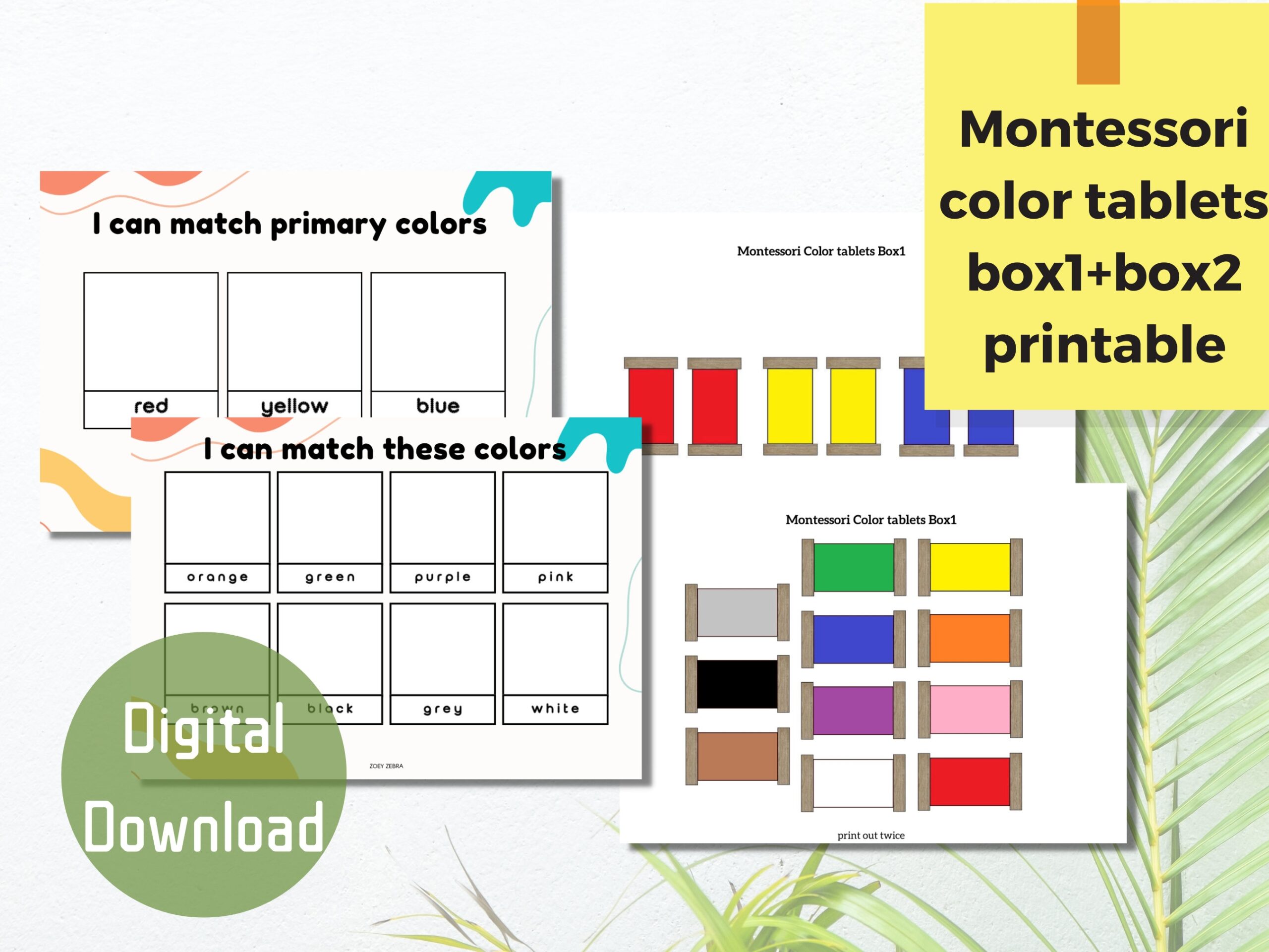 Montessori Colored Tablets Box 1 Box 2 Easy Printable Homeschool Download Pdf Montessori Digital Sensory Learning Colors 2 6 Etsy