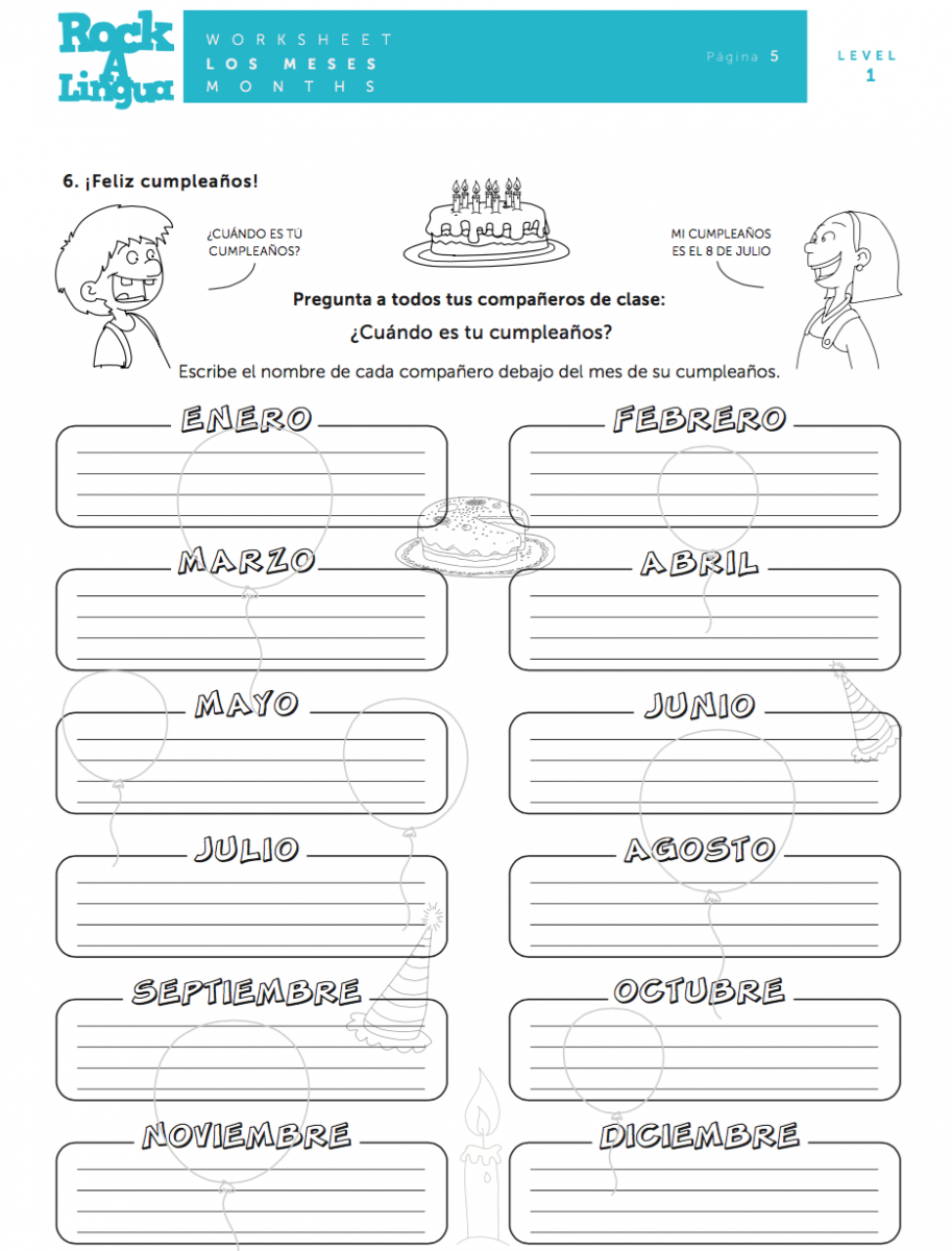 Spanish Months Worksheet Packet Made By Teachers