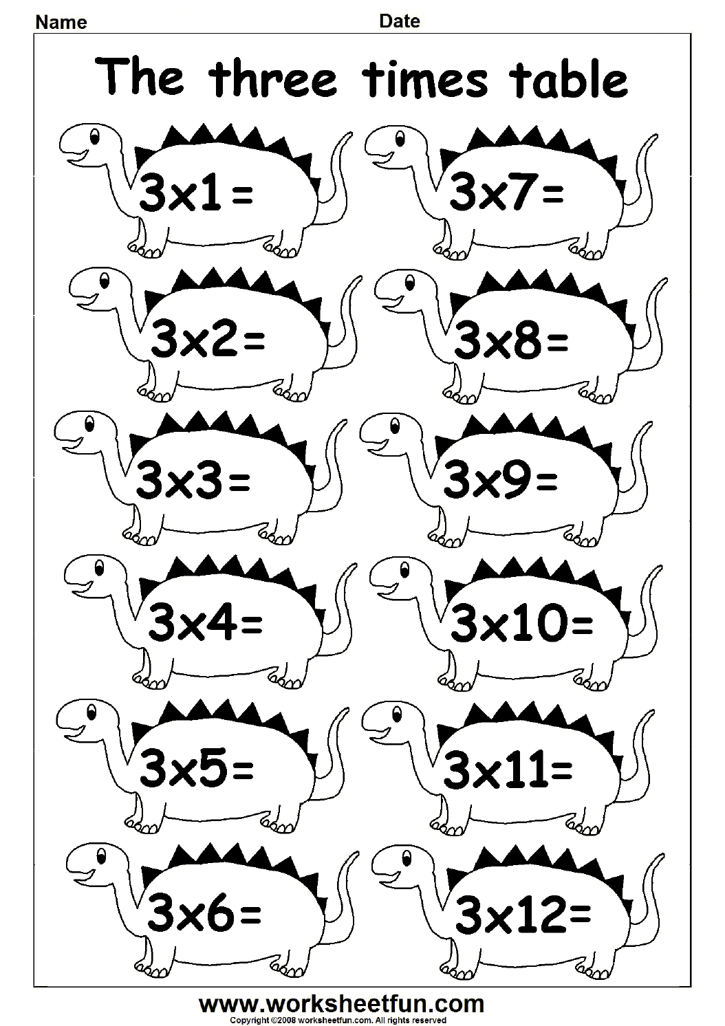 3 Times Table Worksheet Collection