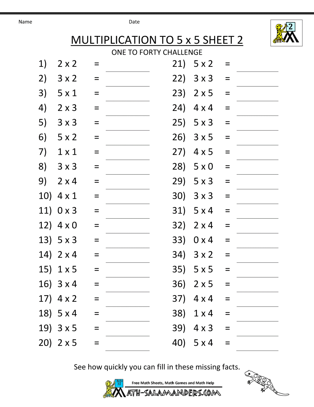 40 Printable Multiplication Worksheets Single Digit 1 12 100 Fill In The Blank Questions Answers Etsy