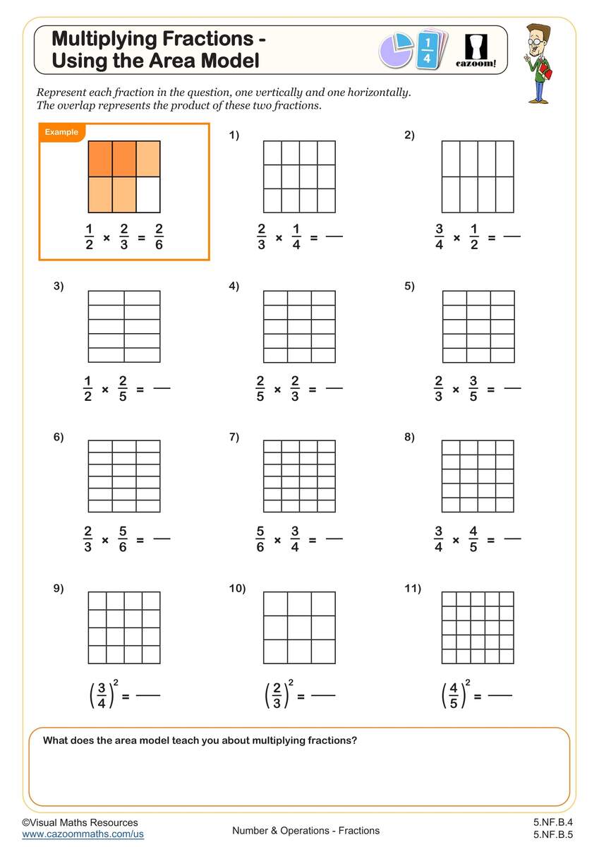 Multiplying Fractions Using The Area Model Worksheet Fun And Engaging 5th Grade Number Operations Worksheet Cazoom Math Multiplication Strategies The Box Method Worksheets Top Teacher