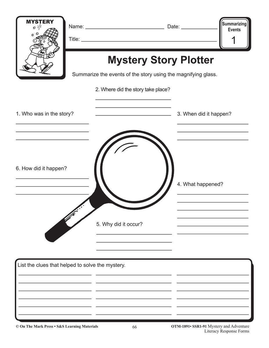 Mystery Adventure Response Forms Summarizing Events Worksheets Grades 4 6 Worksheets Library Systems Of Equations Activity Mini Mystery Classful