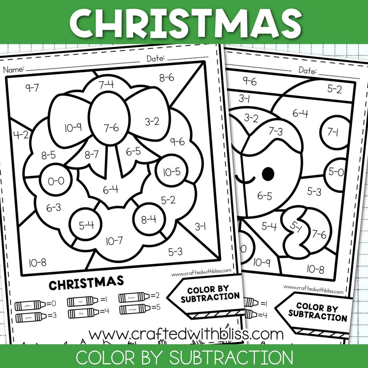NO PREP Christmas Color By Subtraction Worksheet Math Center Made By Teachers NO PREP Christmas Color By Subtraction Worksheet Math Center Made By Teachers