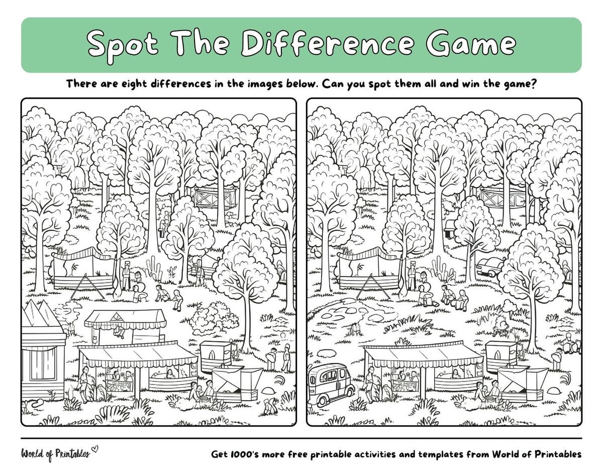 Find 10 Differences Visual Game For Children And Adults Free Printable Worksheets