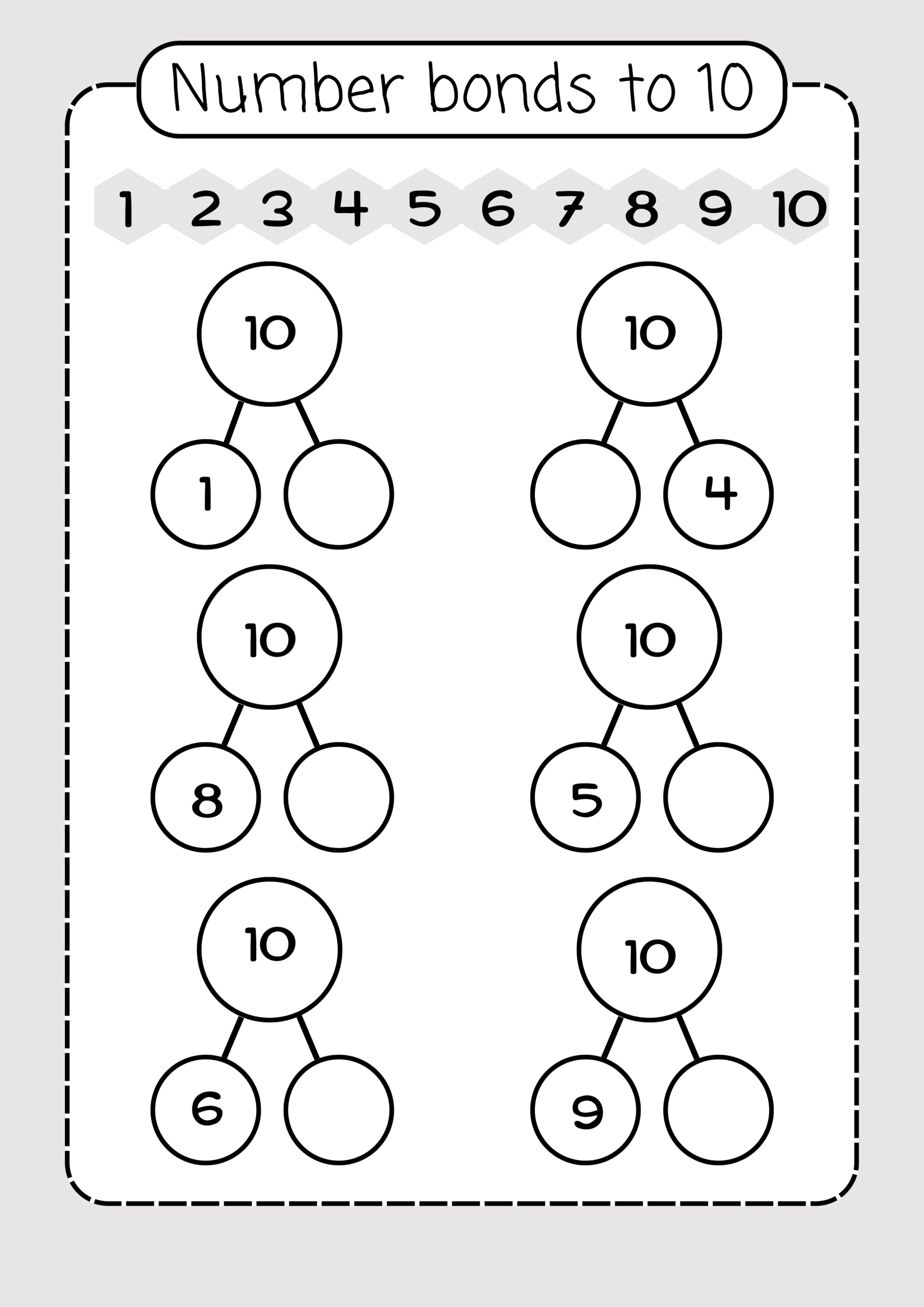 Number Bonds To 10 Worksheets Teaching Resources Number Bonds To 10 Worksheets Teaching Resources
